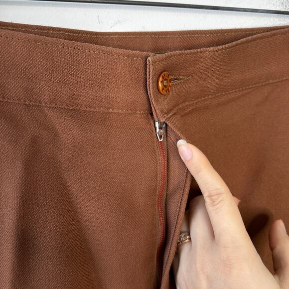 LEVIS Vintage 70s Brown Pants Womens 18 Khaki Trousers Retro Academia Twee Chic - Picture 4 of 10